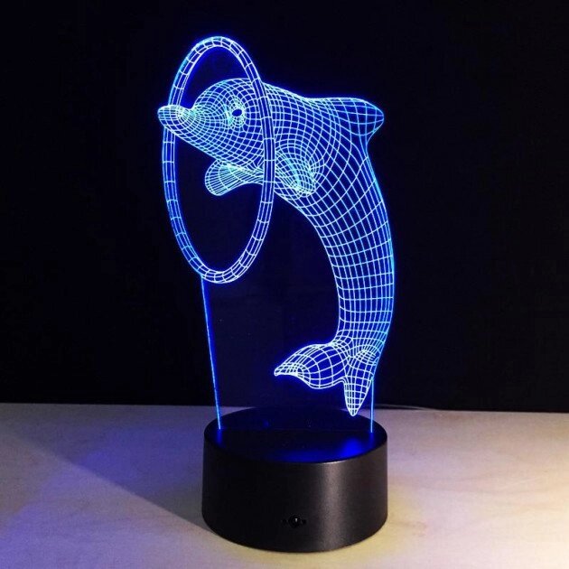 Светодиодная лампа ночник Дельфин 1100 с эффектом трехмерного изображения від компанії Інтернет магазин "Megamaks" - фото 1
