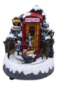 Світиться музична композиція Телефонна будка декор на Новий Рік
