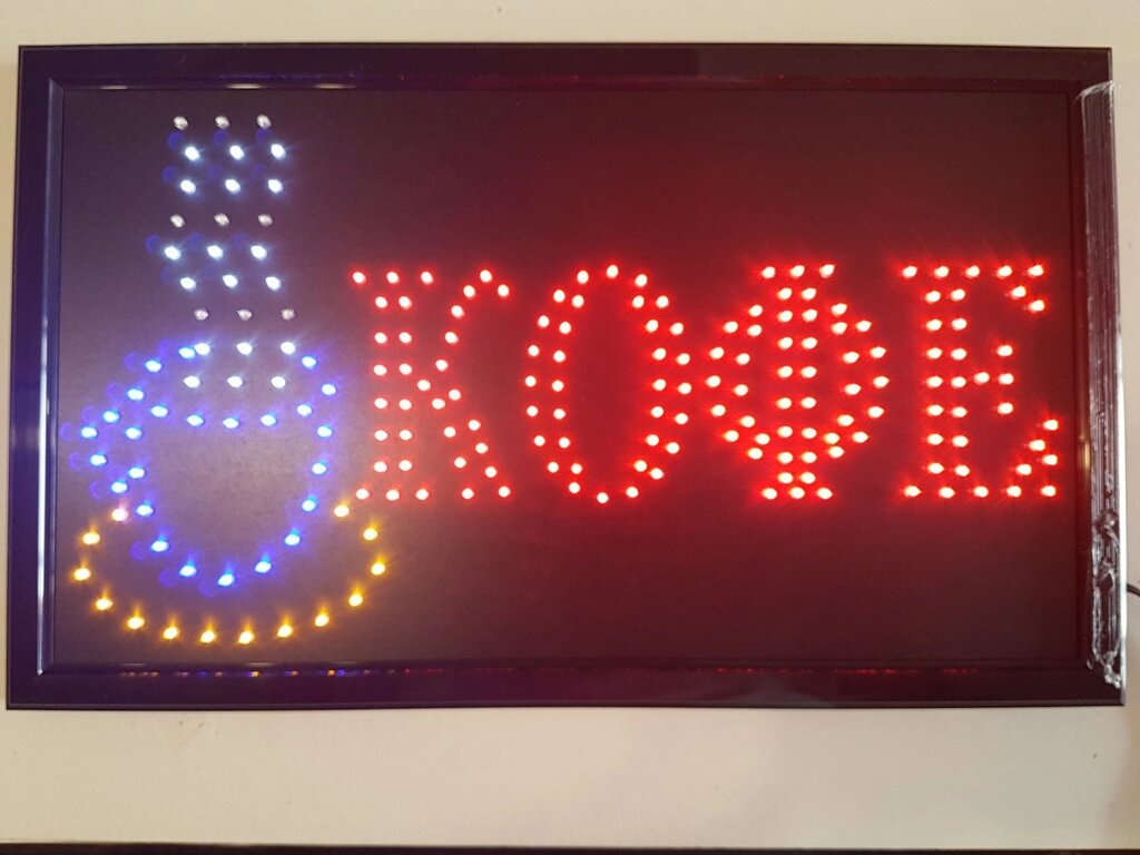 Світлодіодна LED вивіска "Кава" 55 * 33 рекламне табло від компанії Інтернет магазин "Megamaks" - фото 1
