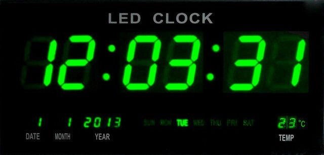 Світлодіодні годинник з великим дисплеєм 4600-5 green настільний годинник від компанії Інтернет магазин "Megamaks" - фото 1