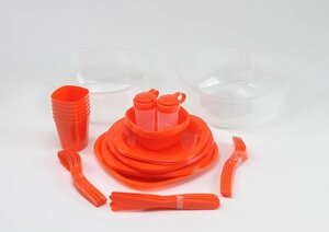 Туристичний посуд набір 54 предмета GreenCamp в кейсі пластик