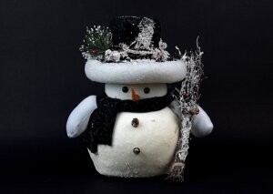Прикраса новорічне Сніговик з мітлою декор до Нового року