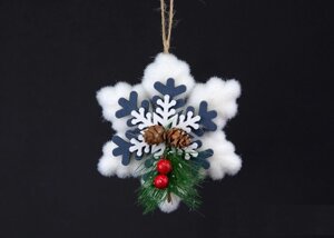 Прикраса сніжинка з декором підвісна маленька