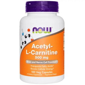 Ацетил-L Карнітин Acetyl-L Carnitine Now Foods 500 мг 100 капсул