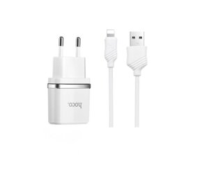 Адаптер зарядного пристрою Hoco C12 Dual USB Charger 2 USB 2.4A Output Lightning Adapter iPhone 6 / iPhone 5