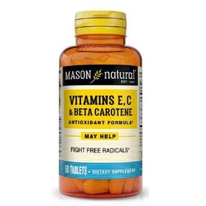 Антиоксидант вітаміни A E C Vitamin E C & Beta Carotene Mason Natural 60 таблетки