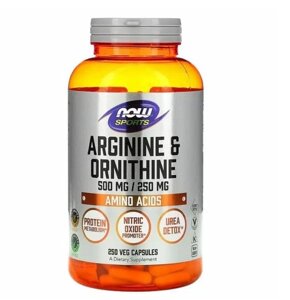 Аргінін NOW Foods Arginine/Ornithine 500 mg/250 mg 250 Veg Caps