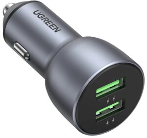 Автомобільний зарядний пристрій Ugreen CD213 36W 2xUSB QC 3.0 3A Car Charger Сірий (6689298)