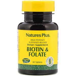 Біотин Nature's Plus Biotin & Folate 30 Tabs NTP1792