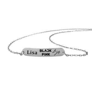 Браслет з гравіюванням Bioworld Лисиця Lisa Блек Пінк Black Pink на застібці (23008)