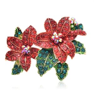 Брошка BROCHE Квітка Пуансеттія Червона BRBF111235 6,1 х 4,5 см