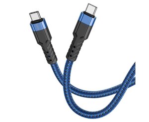 Швидка зарядка hoco. U110 Type C to Type C Data Cable 3A 1.2 м Blue