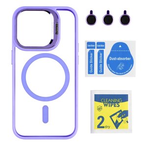 Чохол з підставкою MagSafe TPU PC Metal Stand Case Apple iPhone 15 Pro Purple