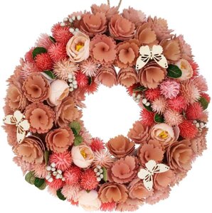 Декоративний вінок підвісний Peach Flowers Ø34cm Bona DP118234