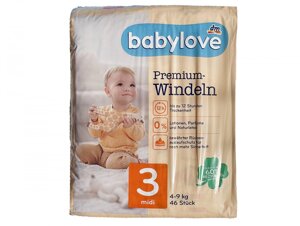 Дитячі одноразові підгузки Babylove Premium 3 midi 4-9 кг 46 шт