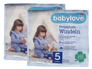 Дитячі одноразові підгузки Babylove Premium 5 Junior 10-16 кг 72 шт