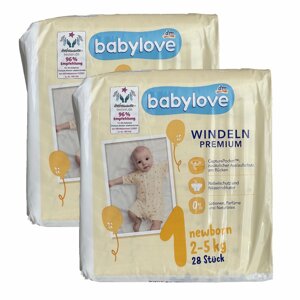 Дитячі підгузки Babylove Premium 1 (2-5 кг) 56 шт