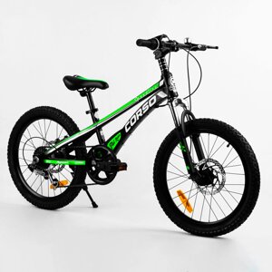 Дитячий спортивний велосипед магнієва рама дискові гальма Corso Speedline 20 Black and green (103533)