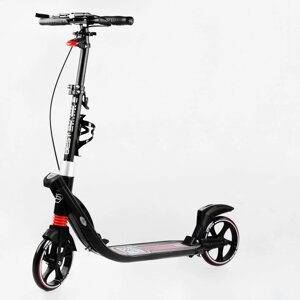 Двоколісний складаний самокат ліхтарик 2 амортизатора Best Scooter 100 кг Black and red (114434)