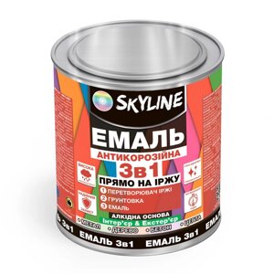 Емаль алкідна 3 в 1 по іржі антикорозійна Skyline Чорний 900 г