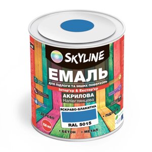 Емаль для підлоги та інших поверхонь акрилова SkyLine Яскраво-блакитний RAL 5015 0.75 л