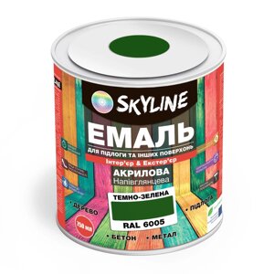 Емаль для підлоги та інших поверхонь акрилова SkyLine Зелений RAL 6005 0.75 л