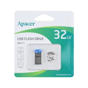 Флешка ЮСБ Apacer AH111 32Gb USB Flash Drive 2.0 Silver / Blue