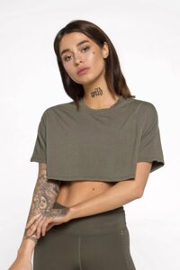 Футболка designed for fitness oversize CROP OLIVE M/L