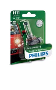 Галогенова лампа philips 12362llecob1 H11 55W 12V PGJ19-2 LLECO