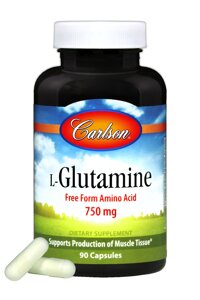 Глютамін 750мг L-Glutamine Carlson 90 капсул