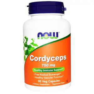 Гриби Кордіцепс, 750 мг Now Foods, Cordyceps, 90 капсул