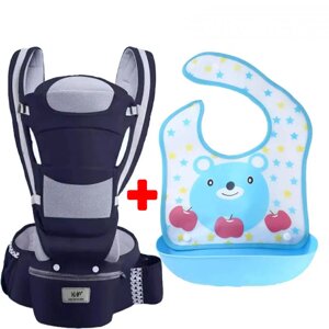 Хіпсит 2Life Baby Carrier 6в1 та слинявчик Синій (v-11731)