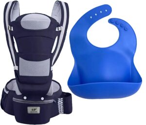 Хіпсит Baby Carrier 6 в 1 2Life і слинявчик Темно-синій (vol-9944)