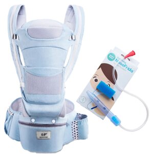 Хіпсіт Ерго-рюкзак Baby Carrier 6 в 1 Блакитний + Дитячий назальний аспіратор (vol-1436)