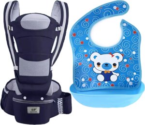 Хіпсіт ерго-рюкзак кенгуру перенесення слюнявчик-трансформер Baby Carrier 20 кг 6 в 1 Темно-синій (n-9866)