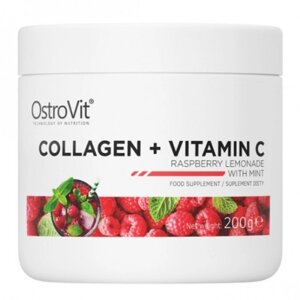 Хондропротектор для спорту OstroVit Collagen And Vitamin C 200 g /20 servings/ Raspberry Lemonade Mint