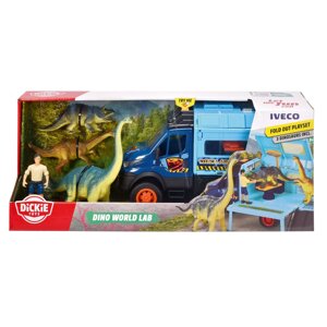 Іграшкова вантажівка Dickie Toys Iveco Daily 4x4 та 3 фігурки динозаврів Різнокольорова (OL218369)