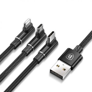 Кабель Baseus CAMLT-WZ MVP 3-in-1 USB to Micro / Lightning / Type-C 3.5A 1.2 m Чорний