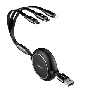 Кабель Baseus Golden Loop 3 в1 USB to Micro / Lightning / Type-C 3.5A 1.2 m CAMLT-JH Чорний