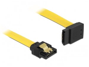 Кабель Delock SATA 7p M/M 0.5m 90°вверх 6Gbps AWG26 Latch Жовтий (70.08.2810)