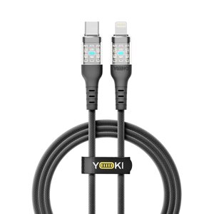 Кабель для заряджання та обміну даними USB Yoki YK-CY23 CYBER Series Type-C to Lightning 30W 3A/10V 1.2 m Чорний