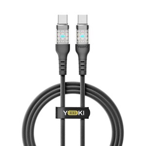 Кабель для заряджання та обміну даними USB Yoki YK-CY23 CYBER Series Type-C to Type-C 60W 3A/20V 1.2 m Чорний