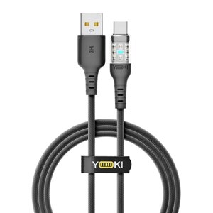 Кабель для заряджання та обміну даними USB Yoki YK-CY23 CYBER Series USB/Type C 60W 3A/20V 1.2 m Чорний