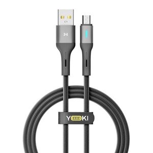 Кабель для заряджання та обміну даними USB Yoki YK-LE17 LED Series USB/МicroUSB 60W 3A/20V 1.2 m Black