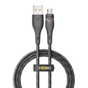 Кабель для заряджання та обміну даними USB Yoki YK-RG24 RGB Series USB/МicroUSB 60W 3A/20V 1.2 м Чорний