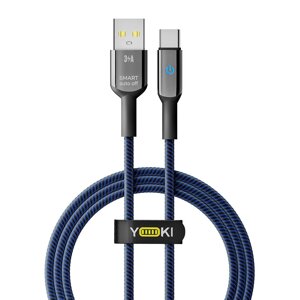 Кабель для заряджання та обміну даними USB Yoki YK-SM31 SMART Series USB/Type C 60W 3A/20V 1.2 м Чорно-Синій