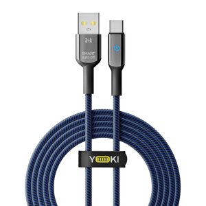 Кабель для заряджання та обміну даними USB Yoki YK-SM31 SMART Series USB/Type C 60W 3A/20V 2 м Чорно-Синій