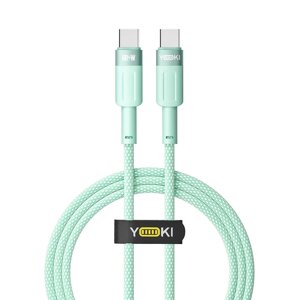 Кабель для заряджання та обміну даними USB Yoki YK-ST41 STYLE Series Type-C to Type-C 60W 3A/20V 1.2 m Зелений