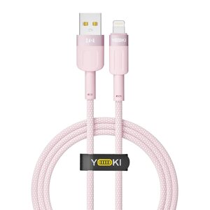 Кабель для заряджання та обміну даними USB Yoki YK-ST41 STYLE Series USB/Lightning 12W 2.4A/5V 1.2 м Рожевий