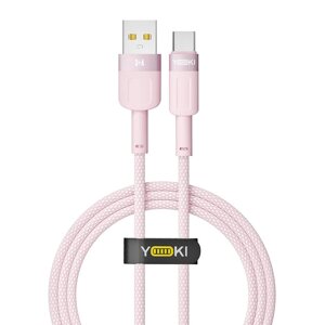 Кабель для заряджання та обміну даними USB Yoki YK-ST41 STYLE Series USB/Type C 60W 3A/20V 1.2 м Рожевий